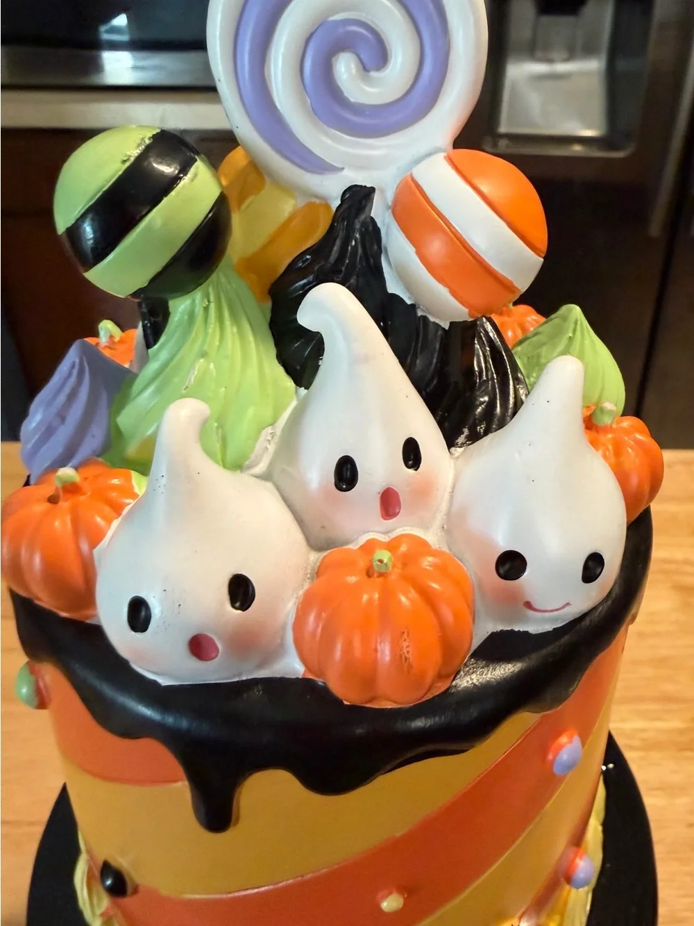 Halloween Candy Drip Decorative Cake Topper - Orange, Yellow, Black